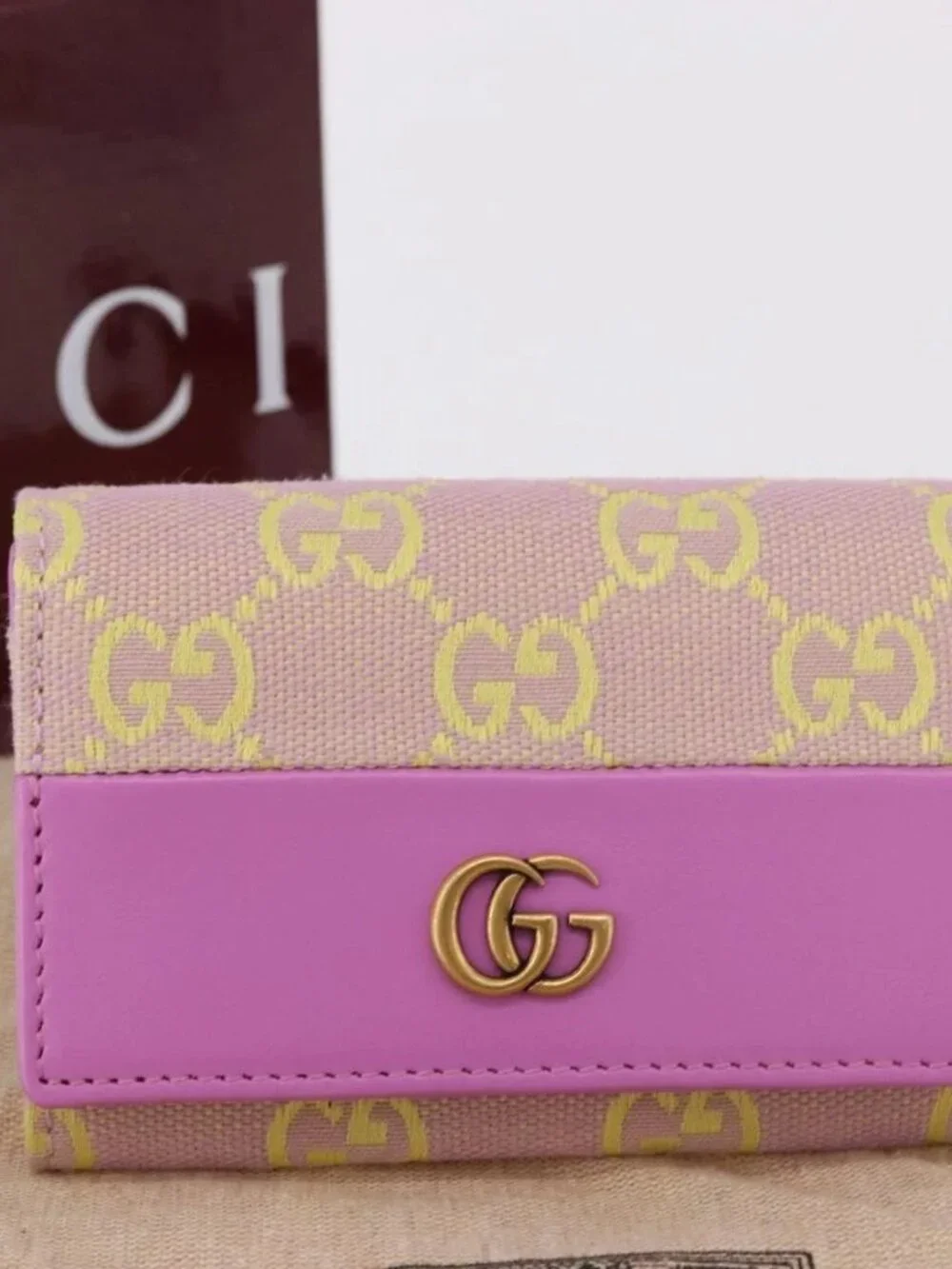 GUCCI GG Canvas Card Case Purple 783120 Auth SW2352SM